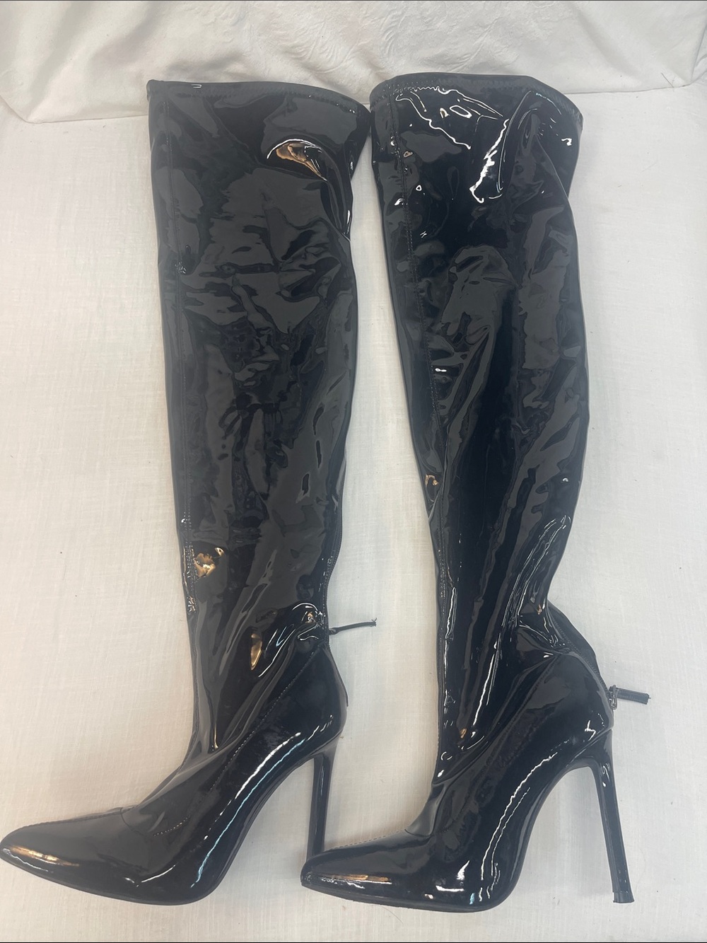 Black Patent Over-the-Knee Stiletto Boots size 8